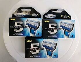 10-503-1 Personna M5 Magnum Razor Refill Blades With Trimmer 4 Cartridges 3 Pack