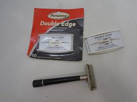 12-275-4ppc Personna Vintage Platinum Chrome Double Edge Razor Blades 10 Count Schick Handle