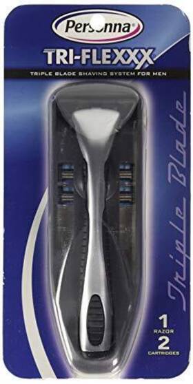 20-0432 Personna Tri-flexxx Triple Blade Shaver For Men - 1 Razor 2 Cartridges Pack Of 6