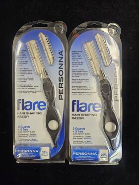 Bp9200sbb Personna Lot Of 2 Flare Hair Shaping Razor With 17 Blades