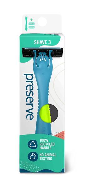 5186fr Preserve 3 Pack Shave Blade Razors With Vitamin E And Aloe Strip Titanium-coate