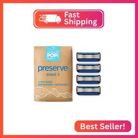 Preserve 631740050347 Popi Shave Razor Blades Refills - 5 Blade Razors For Men And Women Cera
