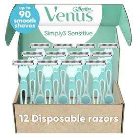 Procter & Gamble 445049370333 Venus Simply 3 Sensitive Disposable Razors 12 Count
