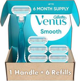 Procter & Gamble 705353522628 Gillette Venus Smooth Razors For Women Includes 1 Handle 6 Razor Blade Refills