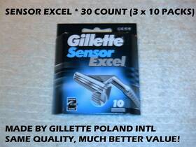 Procter & Gamble Health Care 659424648178 Gillette Sensor Excel Refill Cartridges Chromium Coating Blades 10 Ct Pack Of 3