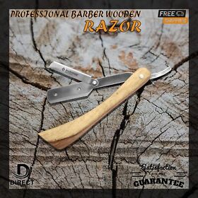Professional Wooden Barber Shaving Razor Straight Edge Handle