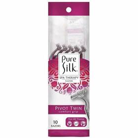 Pure Silk 191566046639 Pivot Twin Premium Disposable Razor Spa Therapy Comfort 10 Count 3 Pk