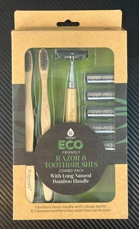Efrtb2 Pursonic Eco Friendly Razor And Toothbrushes Combo Pack With Natural Bamboo Handle