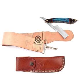 Qureshi Knifes 758890188413 Professional Straight Razor With Leather Strop - Stainless Steel Blade