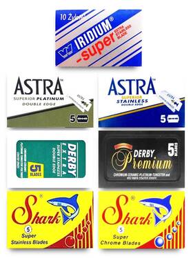 Razor Blades Club 901668515376 Astra-derby-wizamet- Shark 40 Quality Double Edge Sampler 7 Dif