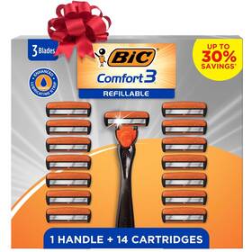 Razors 445050696606 Bic Comfort 3 Mens Razor Set 14 Cartridges And 1 Handle