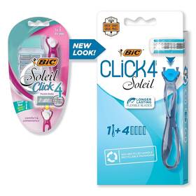 Sh4bcp4c-pnk Razors Soleil Bella Click Womens 4-blade Disposable Razor 1 Handle And 4 Cartridges