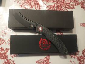 S35vn Red Horse Knife Works 871373567014 Hell Linerlock Razor 3.5 Inch Steel Blade Carbon Fiber