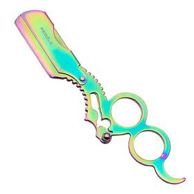 Regale Barber Supply 762795149035 Finger Insert Straight Edge Razor Multi Rainbow