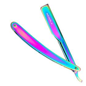 Regale Barber Supply 762795149073 Rainbow Holographic Straight Edge Razor Multi Titanium