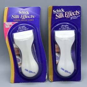 Schick 012547002027 Silk Effects Travel Size Razor Lot Of 2 Vintage 1996 New Sealed