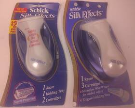 Schick 012547002126 Vintage Silk Effects Razor With Cartridges - New Lot Of 2 Cab