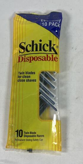 Schick 012547002799 Vintage 80s Disposable Razor Twin Blade Package Of 10 New Sealed