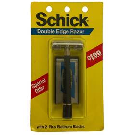 Schick 012547002805 Double Edge Razor With 2 Plus Platinum Blades Travel Case New Old Stock