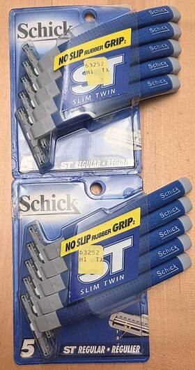 Schick 012547007305 St Slim Twin Vintage 1999 No Slip Rubber Grip Disposable Razors 2 Packs