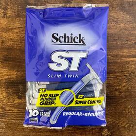 Schick 012547007404 St Slim Twin No Slip Rubber Grip Disposable Razors 10 Pack