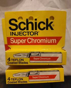 Schick 012547007848 Vtg Nos Lot Of 2 Super Chromium 4 Teflon Coated Blades Each Box