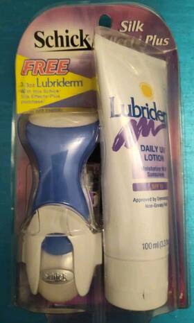Schick 012547851212 Vtg Silk Effects Plus Razor With Extra Blade Shower Caddy Lubriderm Lotion