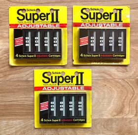 Schick 012554700350 Super Ii Twin Blade Cartridges Adjustable Lot Of 3 Sealed Nos 4-packs