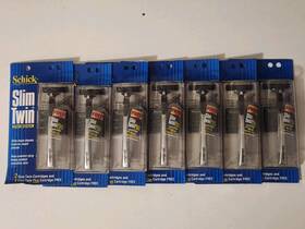 0510d04 Schick Vintage Slim Twin Razor System 1990 3 Cartridges With Aloe Inch Lot Of 7