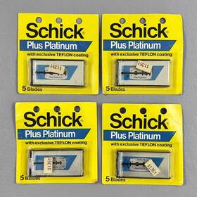 0804d02 Schick Vintage Lot Of 4 Plus Platinum Teflon Coated Shaving Double Edge Razors