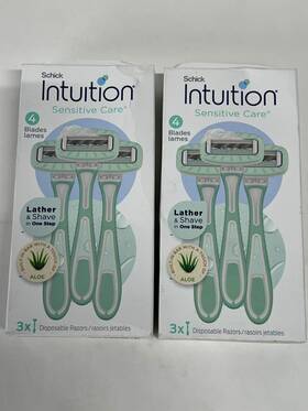 09592f87-f8 Schick Intuition Sensitive Care Womens Disposable Razors 4 Blade Aloe Lot Of 2