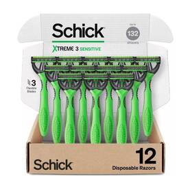 Schick 100370067396 Xtreme 3 Original Razor -disposable Head For Sensitive Skin 12ct