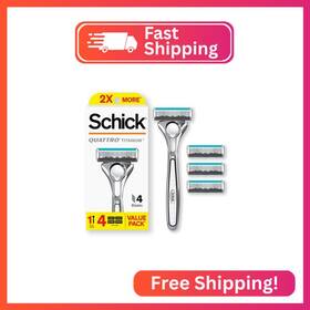 318543 Schick Quattro Titanium Razor 1 Handle And 4 Cartridges Shaving Razors