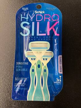 46408ece-02 Schick Hydro Silk Sensitive Skin Razor 3 Disposable Blades Expert Care