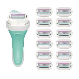 Schick 726084253247 Razor Handle With 13 Refills 4-blade Cartridges Lathers Shaves In One Step New