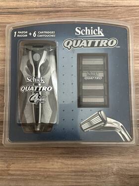 7315004d Schick Quattro 4 Blades Razor And 6 Cartridge Original New 2003 Old Stock