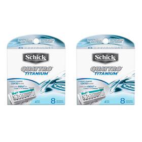 Schick 753030801887 Quattro Titanium Razor Blade Refills For Men - 8 Count 2 Pack