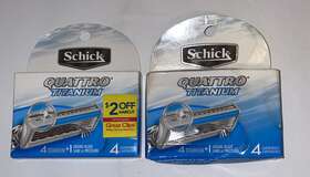 Schick 787734710480 Lot Of 2 Quattro Titanium Cartridge Razor Refills - 8 Cartridges Total
