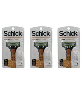 Schick 841058000488 Lot Of 3 Packs Xtreme Face Body Disposable Razors 4 Ct 12 Total