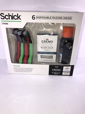Schick 841058011507 Xtreme 6 Razors Disposable With Cremo Soap And Edge Shave Gel Gift Set