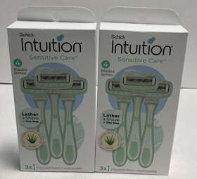 Schick 841058011682 Intuition Sensitive Care 4 Blades 3 Women Razors Built In Bar 2pk#1682
