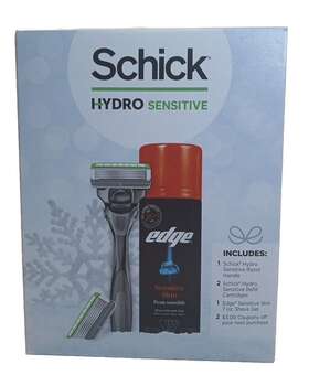 Schick 841058012870 Hydro Sensitive Mens Gift Set Of 4 With Skin Edge Shaver Gel
