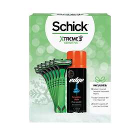 Schick 841058012887 Xtreme 3 Sensitive Gift Pack 6 Disposable 3-blade Razors And 7oz Shave Gel