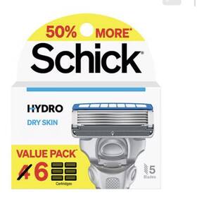 Schick 841058014829 Hydro Men S 5 Blade Dry Skin Razor Refills Value Pack Of 6 New
