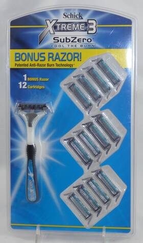 Schick 841058021018 Sealed Xtreme 3 Subzero 12 Cartridges And Bonus Shaver With 13th Cartridge