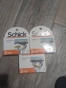 Schick 841058021728 Quattro Titanium Razor 4 Blade Refills For Men - 3 Packs 6 Cartridges