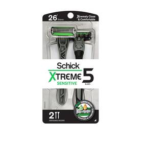 Schick 841058021919 Xtreme 5 Blade Disposable Razors For Men 2 Ct Mens Sensitive Skin Raz