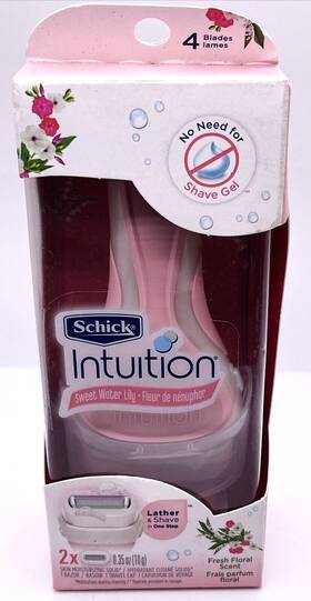 Schick 841058041818 Intuition Sweet Water Lily 1 Razor Handle 2 Cartridges Travel Cap