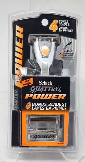 Schick 841058080121 2005 Quattro Power Razor Sealed With 4 Bonus Blades