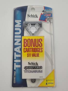 Schick 841058082293 New Quattro Titanium Razor And 4 Refill Cartridges